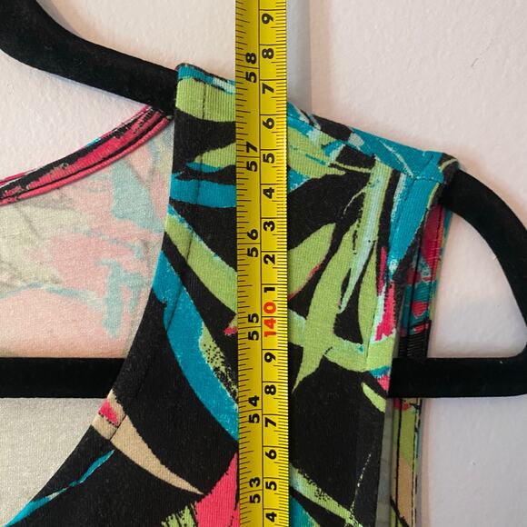 Chico's Black Multicolor Sleeveless Tank Dress Maxi Dress Tropical 3 / XL / 16 - Picture 7 of 9